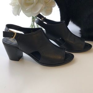 Black leather heels